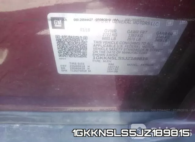 1GKKNSLS5JZ189815 фото 10