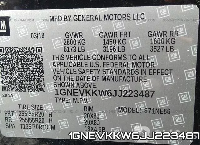 1GNEVKKW6JJ223487 фото 10