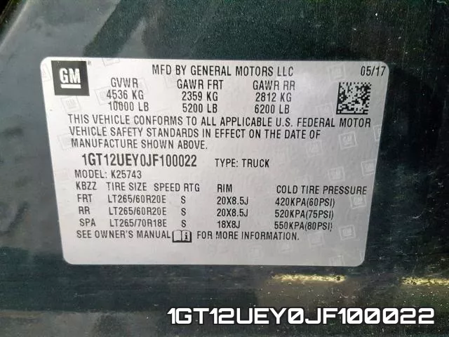 1GT12UEY0JF100022 фото 2