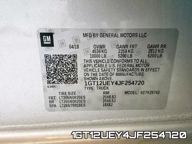 1GT12UEY4JF254720 фото 2