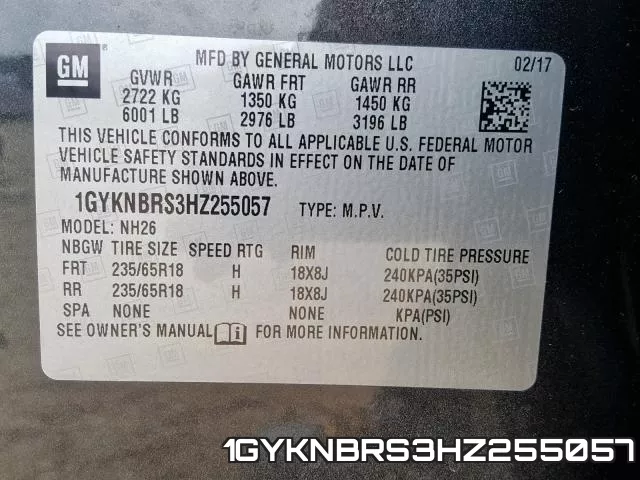1GYKNBRS3HZ255057 фото 2