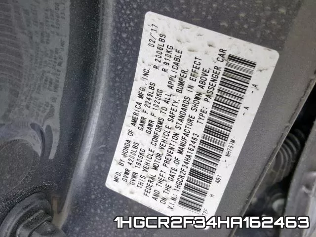 1HGCR2F34HA162463 фото 2