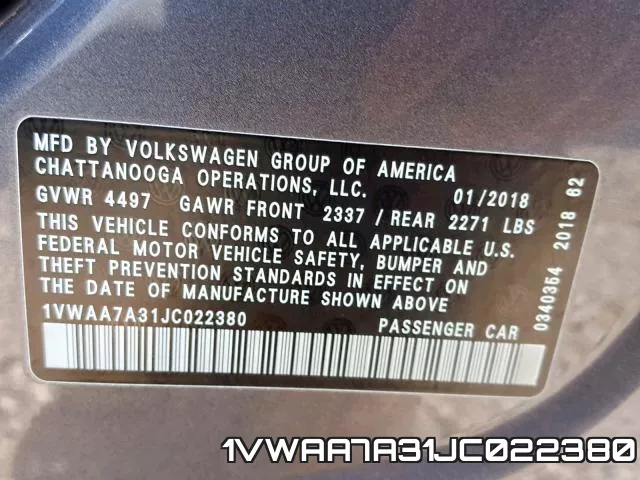 1VWAA7A31JC022380 фото 2
