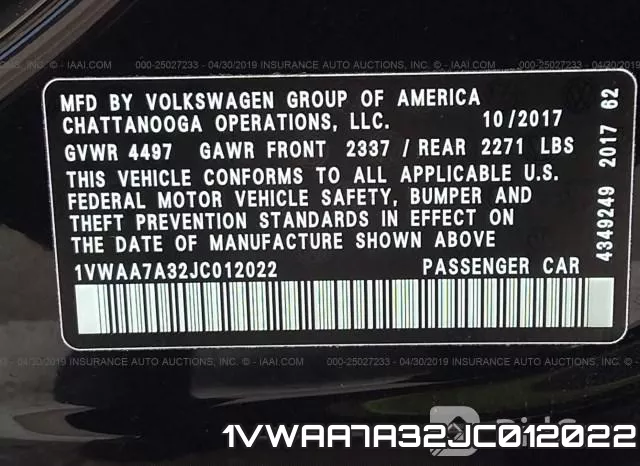 1VWAA7A32JC012022 фото 10