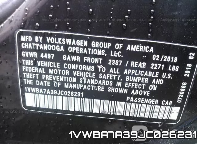 1VWBA7A39JC026231 фото 10
