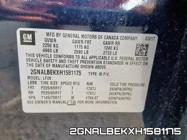 2GNALBEKXH1581175 фото 2