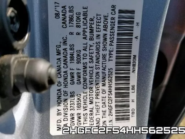 2HGFC2F54HH562525 фото 2