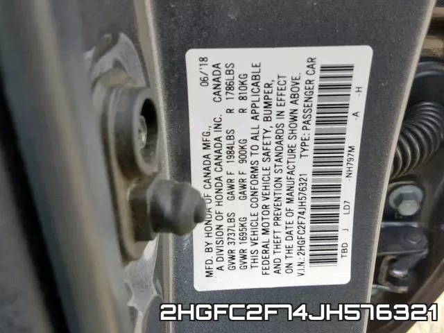2HGFC2F74JH576321 фото 2