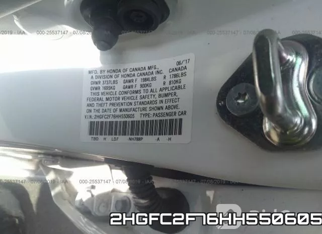2HGFC2F76HH550605 фото 10