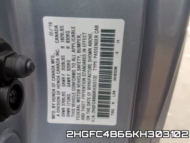 2HGFC4B66KH303102 фото 2