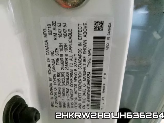 2HKRW2H81JH636264 фото 2
