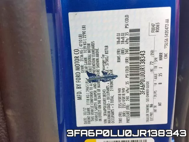 3FA6P0LU0JR138343 фото 2