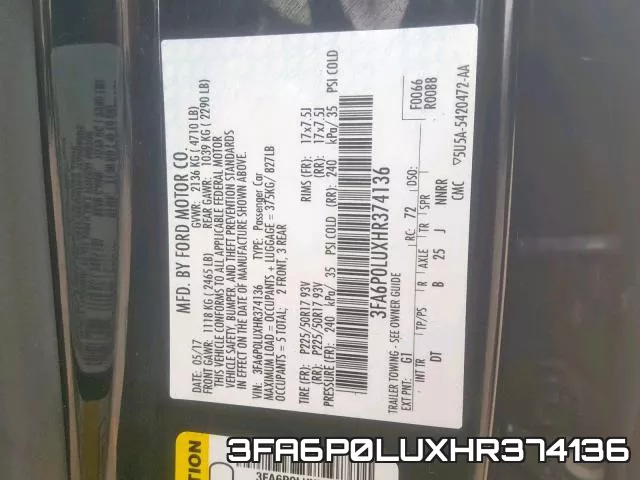 3FA6P0LUXHR374136 фото 2