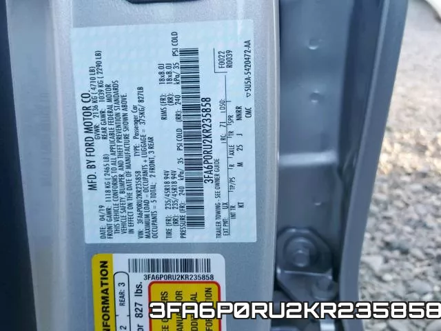 3FA6P0RU2KR235858 фото 2