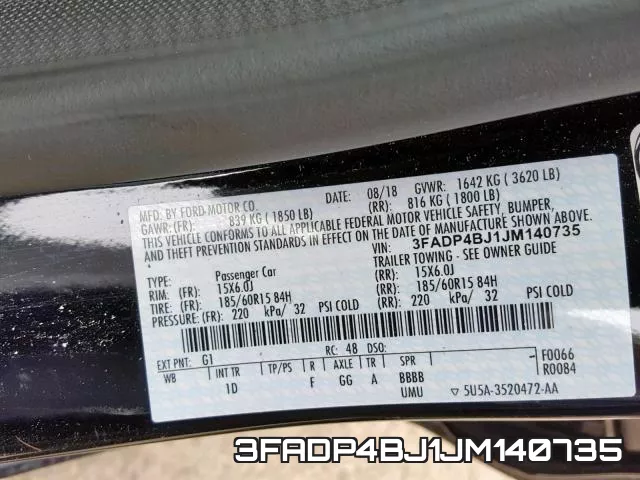 3FADP4BJ1JM140735 фото 2