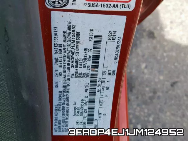 3FADP4EJ1JM124952 фото 2