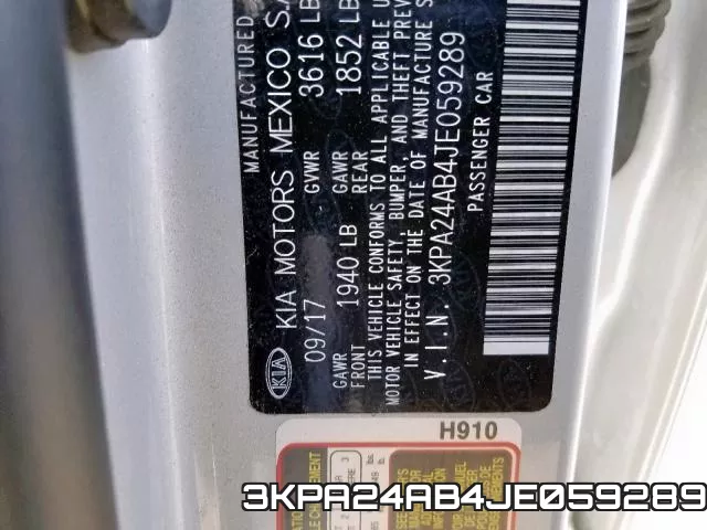 3KPA24AB4JE059289 фото 2