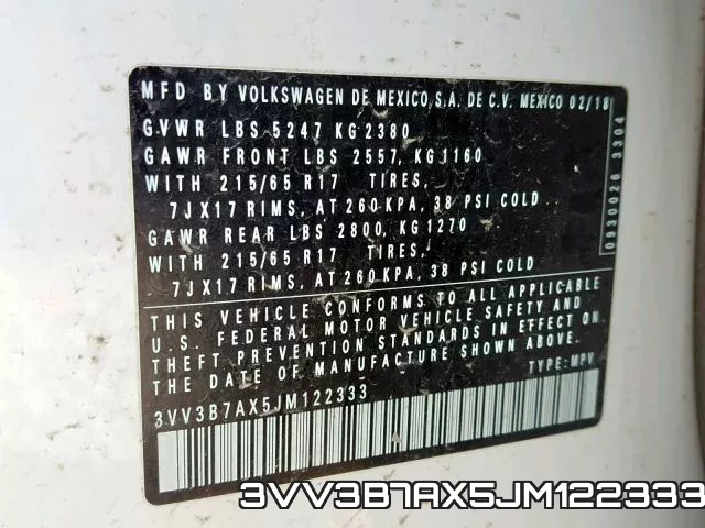 3VV3B7AX5JM122333 фото 2