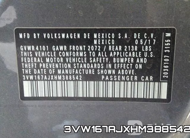 3VW167AJXHM388542 фото 10
