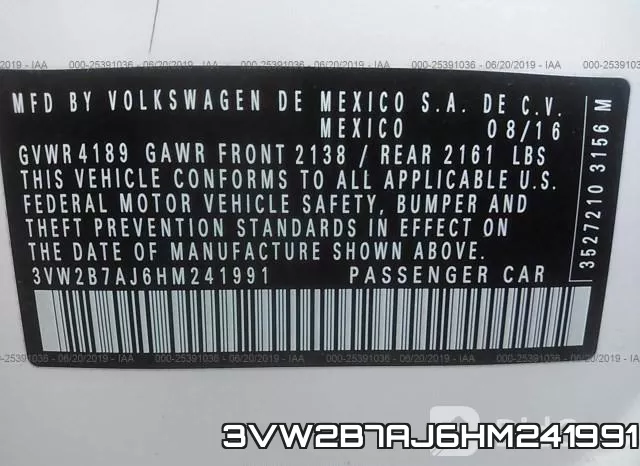 3VW2B7AJ6HM241991 фото 10
