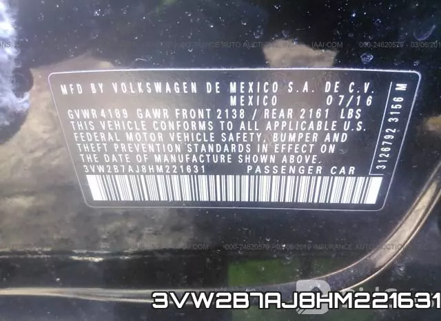 3VW2B7AJ8HM221631 фото 10