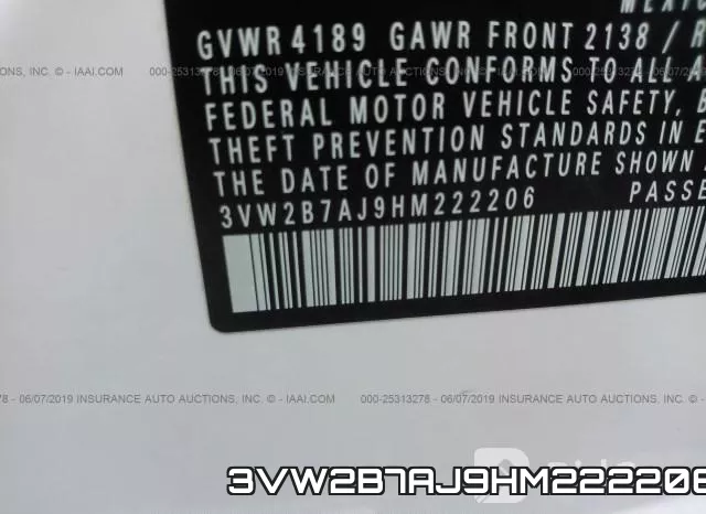 3VW2B7AJ9HM222206 фото 10