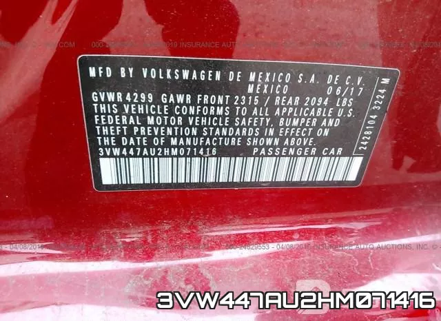 3VW447AU2HM071416 фото 10