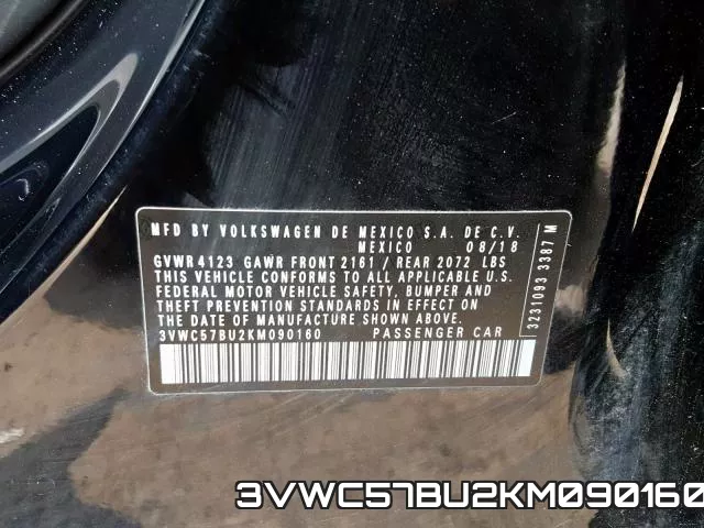 3VWC57BU2KM090160 фото 2