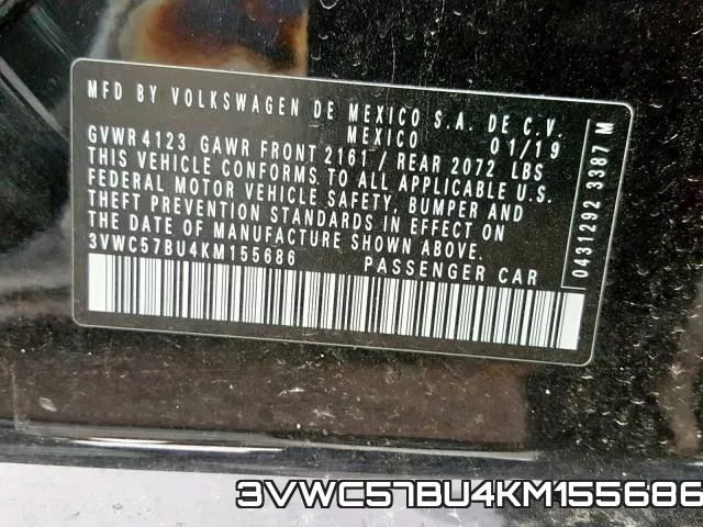 3VWC57BU4KM155686 фото 2