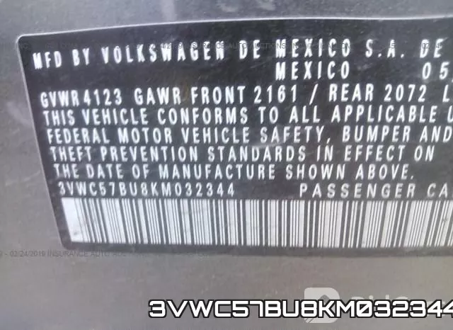 3VWC57BU8KM032344 фото 10