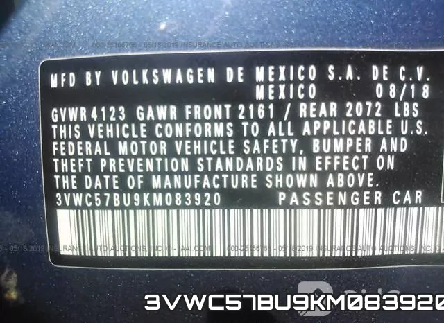 3VWC57BU9KM083920 фото 10