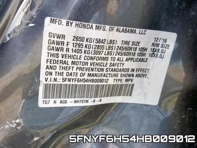 5FNYF6H54HB009012 фото 2