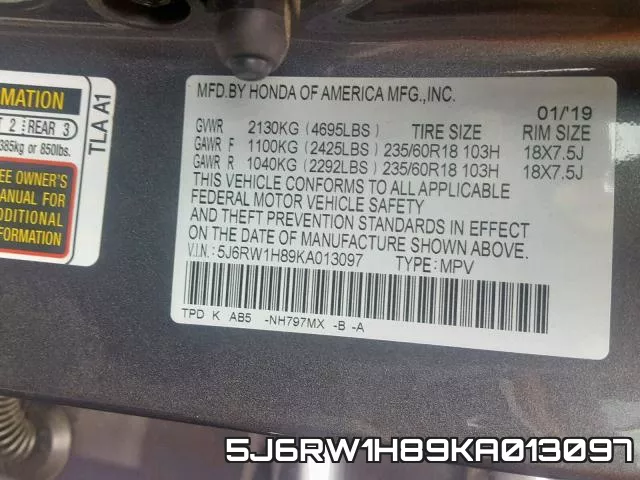 5J6RW1H89KA013097 фото 2