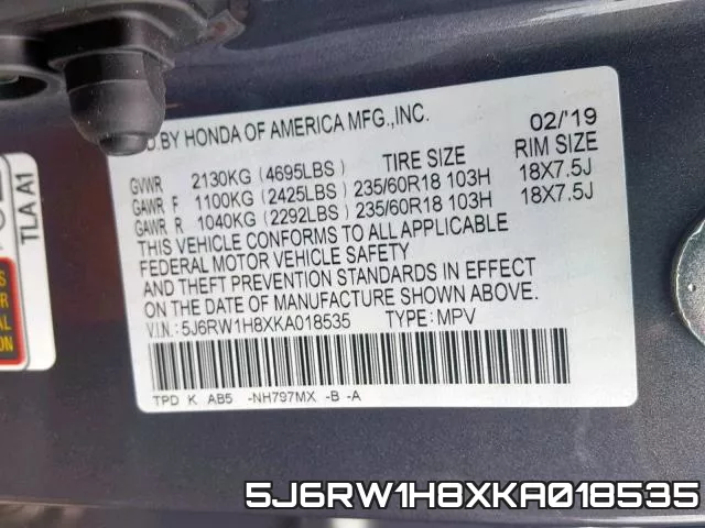 5J6RW1H8XKA018535 фото 2
