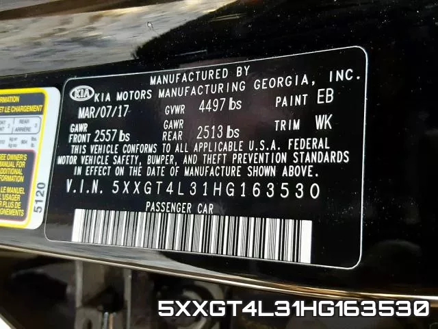 5XXGT4L31HG163530 фото 2