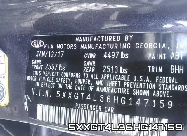5XXGT4L36HG147159 фото 10
