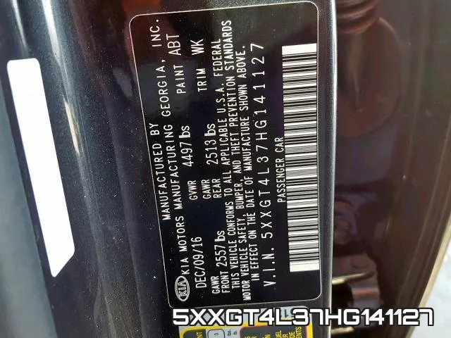 5XXGT4L37HG141127 фото 2