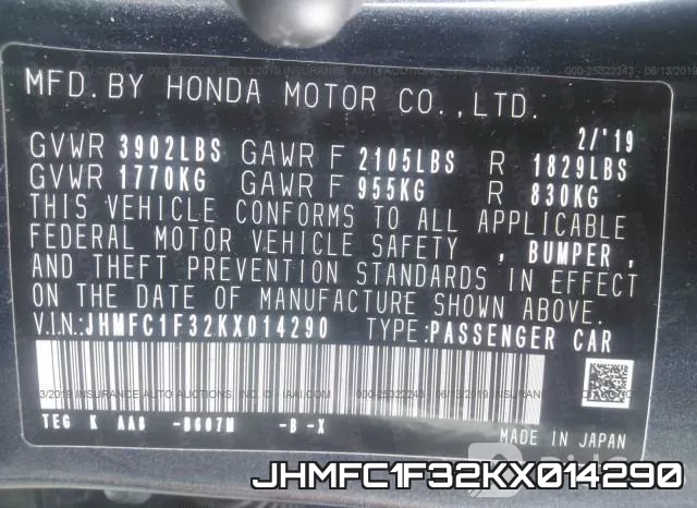 JHMFC1F32KX014290 фото 10