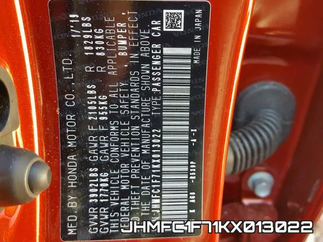 JHMFC1F71KX013022 фото 2