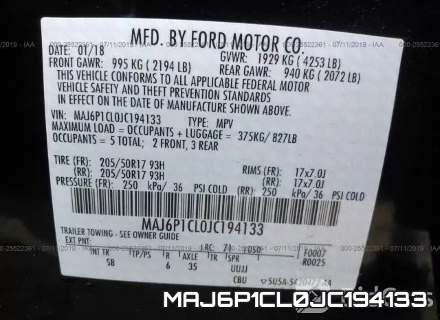 MAJ6P1CL0JC194133 фото 10