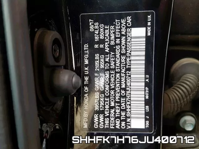 SHHFK7H76JU400712 фото 2