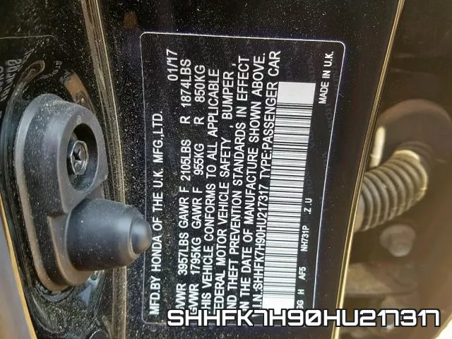 SHHFK7H90HU217317 фото 2