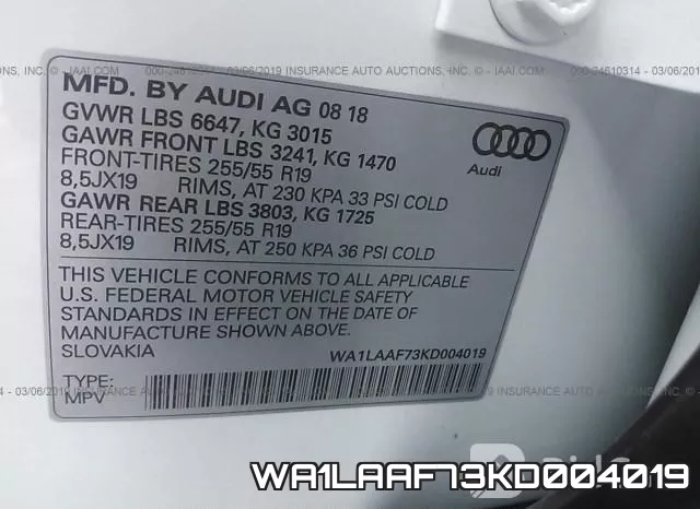 WA1LAAF73KD004019 фото 10