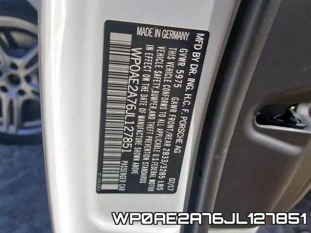 WP0AE2A76JL127851 фото 2