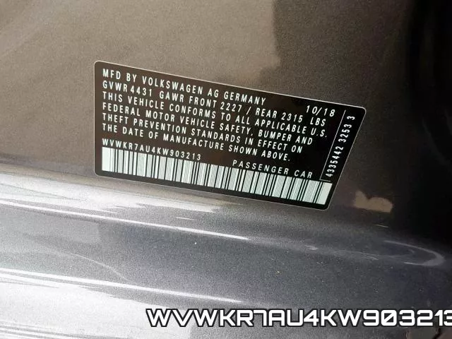 WVWKR7AU4KW903213 фото 2
