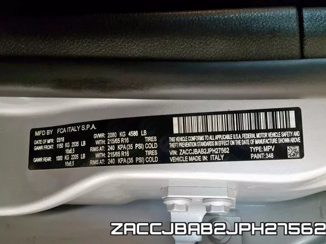 ZACCJBAB2JPH27562 фото 2