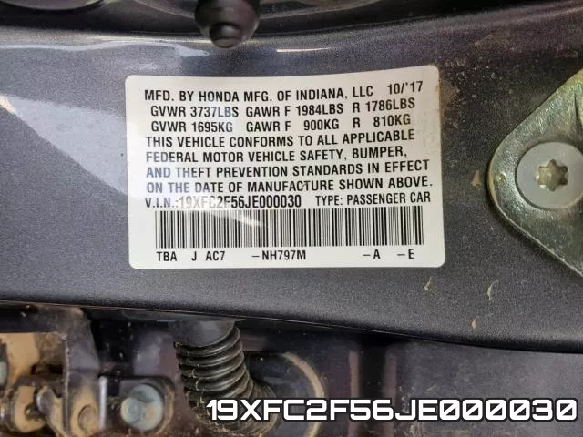 19XFC2F56JE000030 фото 2