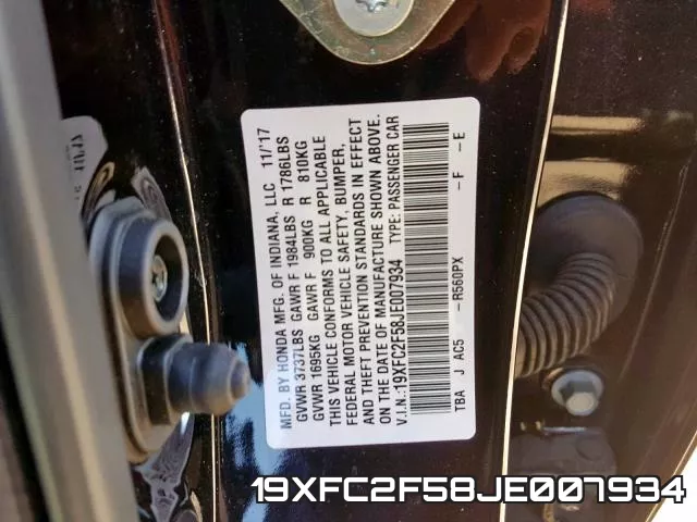 19XFC2F58JE007934 фото 2