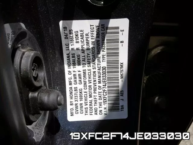 19XFC2F74JE033030 фото 2