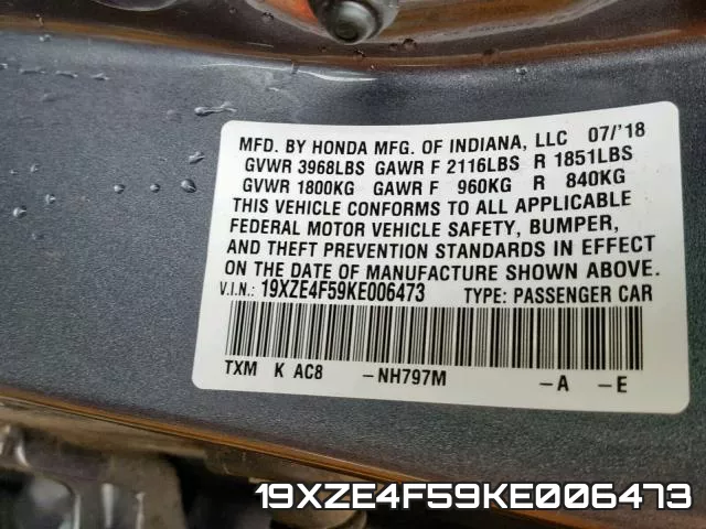 19XZE4F59KE006473 фото 2